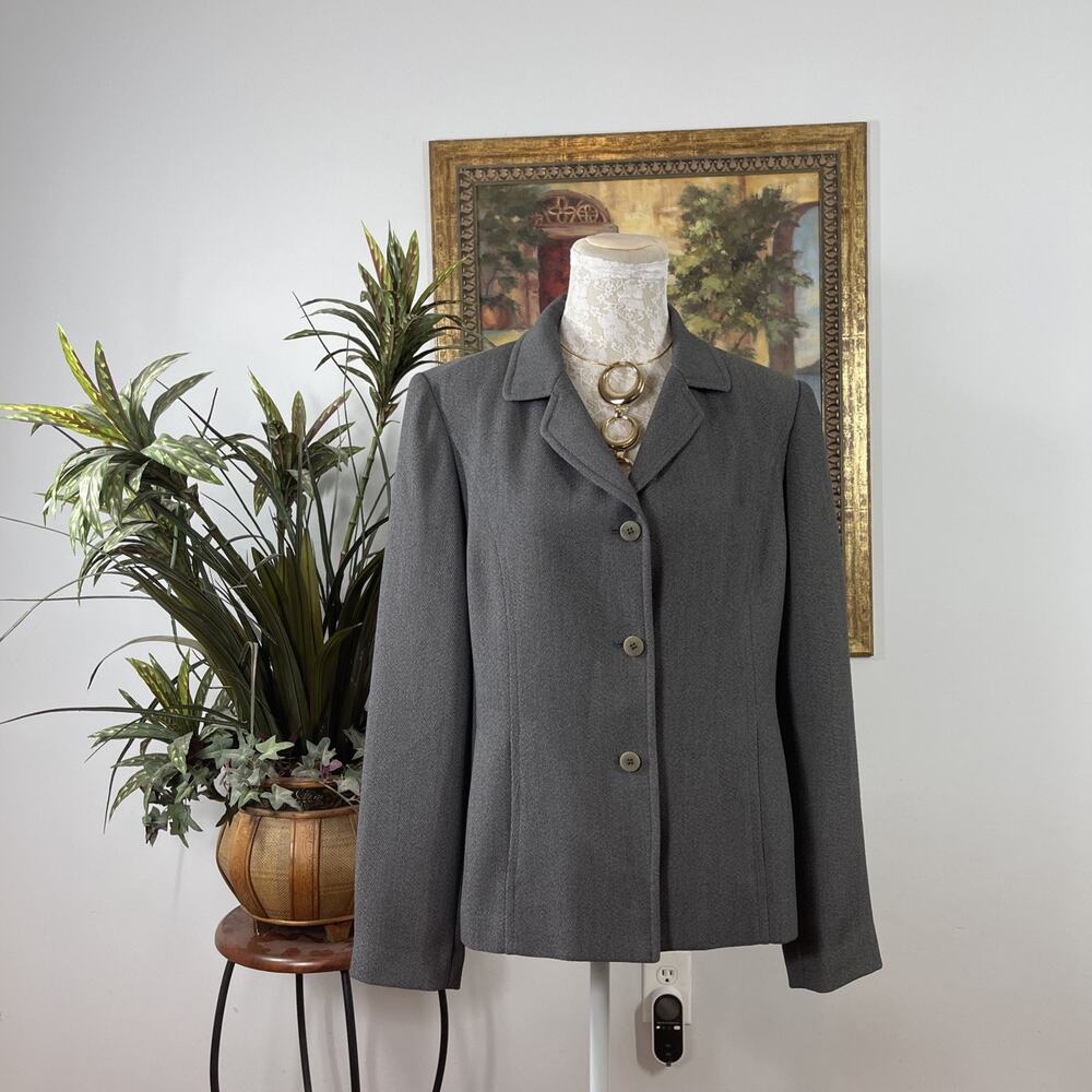 Rafael Gray Career Blazer Jacket Women’s Size 12 Button Front Lined Classic